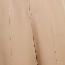 Pre Owned Chloe Rose Beige Silk Blend Wide Leg Trousers M