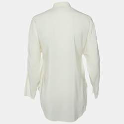 Pre Owned Chloe Milk White Crepe Tie-Up Neck Detail Blouse M