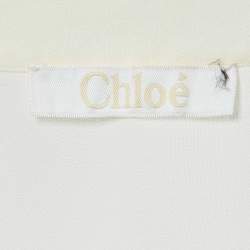 Pre Owned Chloe Milk White Crepe Tie-Up Neck Detail Blouse M