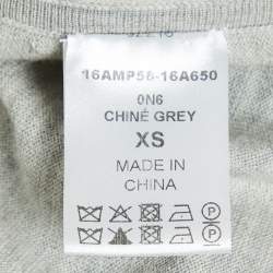 Chloe Grey Wavy Embroidered Silk and Jersey Top XS