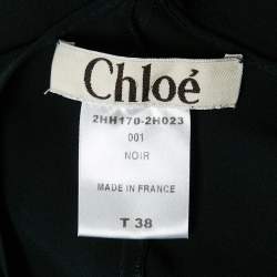 Pre Owned Chloe Black Printed Silk Strapless Mini Dress M