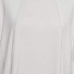 Chloe White Rib Knit and Jersey Crew Neck T-Shirt M