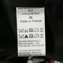 Pre Owned Chloe Navy Blue/Orange Floral Embroidered Chiffon Open Front Vest M