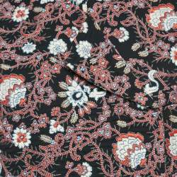 Pre Owned Chloe Navy Blue/Orange Floral Embroidered Chiffon Open Front Vest M