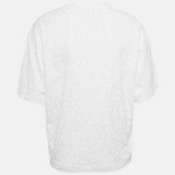 Pre Owned Chloe Off White Floral and Logo Print Jersey T-Shirt S