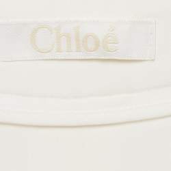 Chloe Milk White Crepe Wide-Leg Pants M