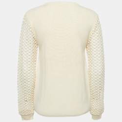 Chloe Natural Cream Wool Sleeve Detail Sweater L