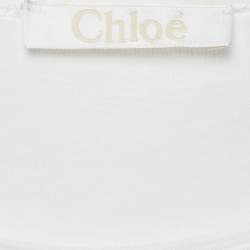 Pre Owned Chloe White Cotton Knit Ruffled Sleeve Top S