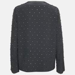 Pre Owned Chloe Charcoal Grey Rhinestone Embellished Silk Jacket M