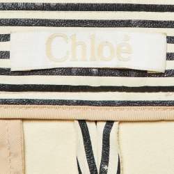 Chloe Monochrome Striped Leather Pants S