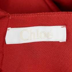 Chloe Red Silk One Shoulder Midi Dress M