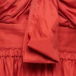 Chloe Red Silk One Shoulder Midi Dress M