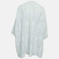 Pre Owned Chloe Faded Mint Blue Lace Open Front Jacket M