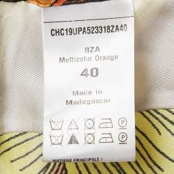 Pre Owned Chloe Multicolor/Orange Printed Silk Wide Leg Pants M
