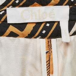 Pre Owned Chloe Multicolor/Orange Printed Silk Wide Leg Pants M