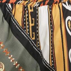 Pre Owned Chloe Multicolor/Orange Printed Silk Wide Leg Pants M