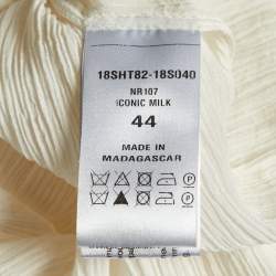 Pre Owned بلوزة كلوي أيقونية حليب أبيض مزيج قطن بكشكشة وربطة عنق مقاس كبير