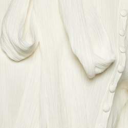 Pre Owned بلوزة كلوي أيقونية حليب أبيض مزيج قطن بكشكشة وربطة عنق مقاس كبير