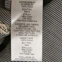 Chloe Blue/White Striped Linen Blend Long Sleeve Shirt M