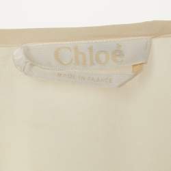 Pre Owned Chloe Cream Lace Trim Silk Blouse M