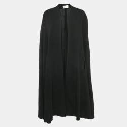 Chloe Vintage Black Cotton Blend Open Front Cape One Size