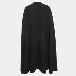 Chloe Vintage Black Cotton Blend Open Front Cape One Size