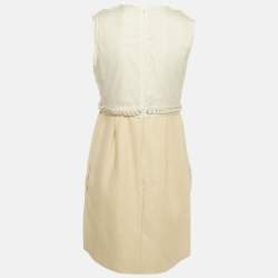 Pre Owned Chloe Cream Jute and Silk Sleeveless Mini Dress M