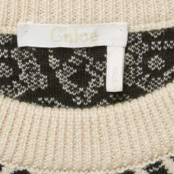 Chloe Black/Cream Intarsia Crew Neck Sweater L