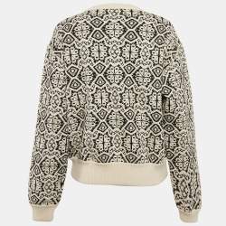 Chloe Black/Cream Intarsia Crew Neck Sweater L