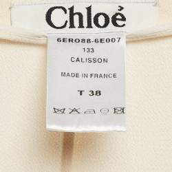 Chloe Cream Silk Blend Crepe Button Detail Maxi Dress M