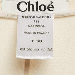 Chloe Cream Silk Blend Crepe Button Detail Maxi Dress M
