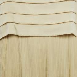 Chloe Beige Silk Pleated Maxi Dress S