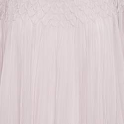 مملوكة مسبقًا Chloe Lavender Chiffon and Lace Shirring Blouse S