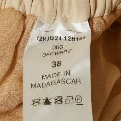 Pre Owned Chloe Off-White Floral Lace Applique Detail Belted Midi Skirt M