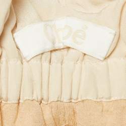 Pre Owned Chloe Off-White Floral Lace Applique Detail Belted Midi Skirt M