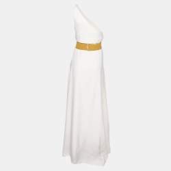 Chloe White Fabric Blend Bow Maxi Dress