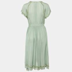 Chloe Light Green Silk Sheer Midi Dress S