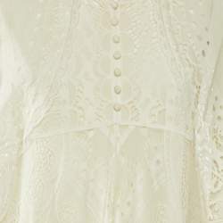 Pre Owned Chloe Iconic White Lace Asymmetric Long Dress S