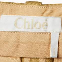 Chloe Beige Gabardine Cotton Patch Detail Trousers M