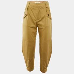 Chloe Beige Gabardine Cotton Patch Detail Trousers M