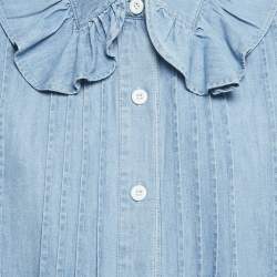 Chloe Blue Eternal Blue Denim Ruffled Blouse and Trousers Set S