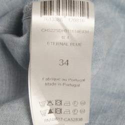 Chloe Blue Eternal Blue Denim Ruffled Blouse and Trousers Set S