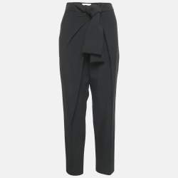 Chloe Black Crepe Tie-Up Waist Detail Trousers L