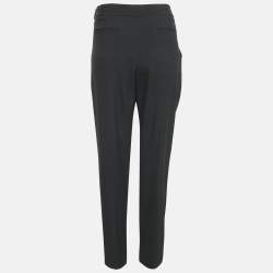 Chloe Black Crepe Tie-Up Waist Detail Trousers L