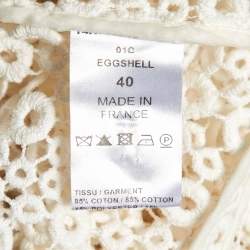 Chloe Eggshell White Guipure Lace Sheer Knee Length Dress M