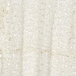 Chloe Eggshell White Guipure Lace Sheer Knee Length Dress M