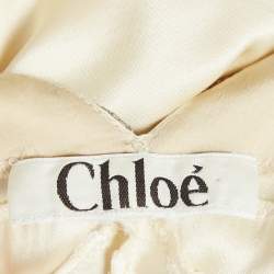 Pre Owned Chloe Cream Satin Stud Detail Sleeveless Midi Dress M