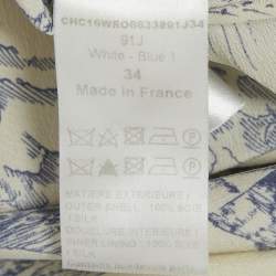 Pre Owned Chloe Cream/Blue Printed Silk Mini Dress S