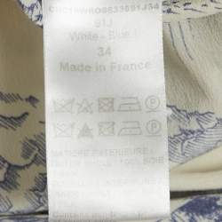 Pre Owned Chloe Cream/Blue Printed Silk Mini Dress S