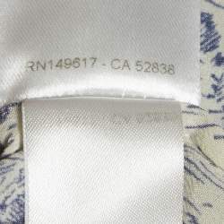 Pre Owned Chloe Cream/Blue Printed Silk Mini Dress S